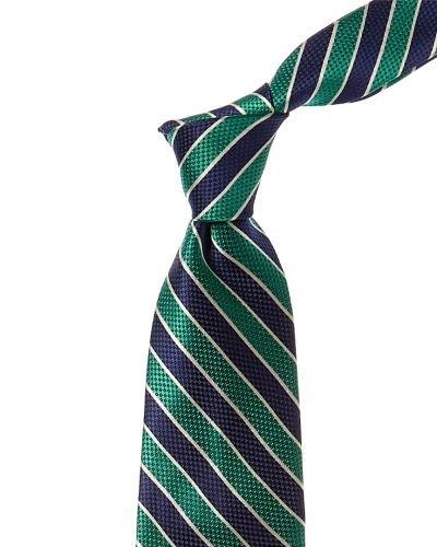 Brooks Brothers Green Textured Stripe Bold Silk Tie