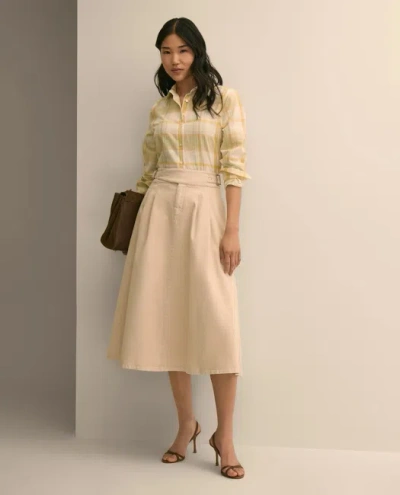 Brooks Brothers Gurkha Pleated Skirt In Cotton Blend In Yellow