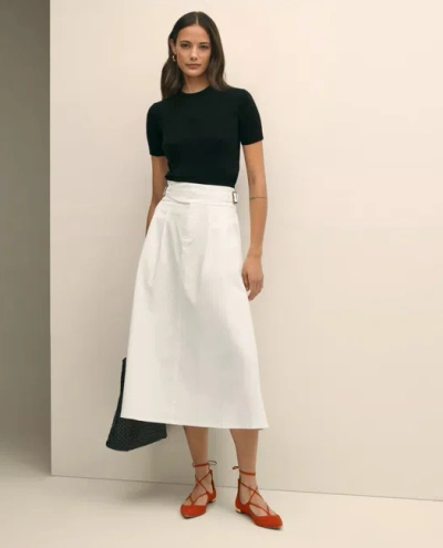 Brooks Brothers Gurkha Pleated Skirt In Cotton Blend In White