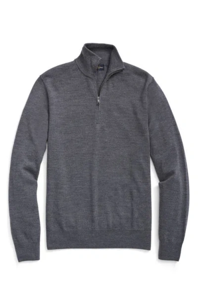 Brooks Brothers Fine Merino Wool Half-zip Sweater In Grey Heather