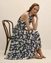Brooks Brothers Halter Dress In Abstract Floral Print In Blue