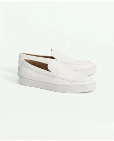 Brooks Brothers Hampton Leather Slip-on Sneakers | White | Size 10½ D