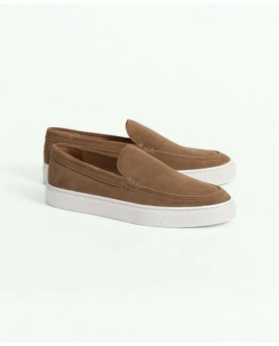 Brooks Brothers Hampton Suede Slip-on Sneakers In Brown