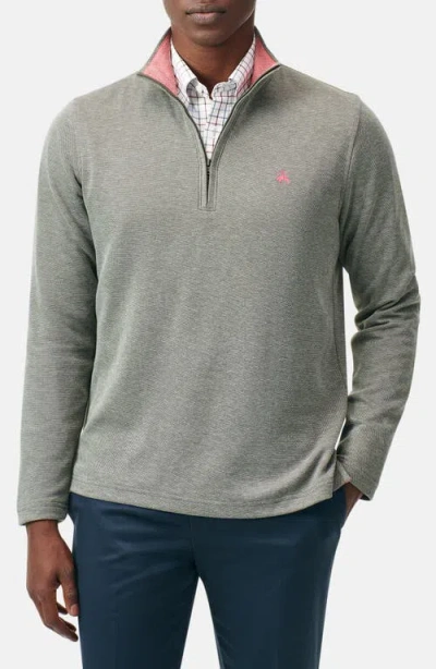 Brooks Brothers Heathered Piqué Half Zip Pullover In Gray