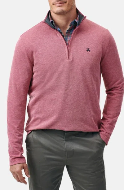 Brooks Brothers Heathered Piqué Half Zip Pullover In Pink