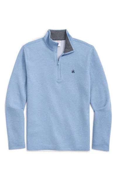 Brooks Brothers Heathered Piqué Half Zip Pullover In Blue Heather