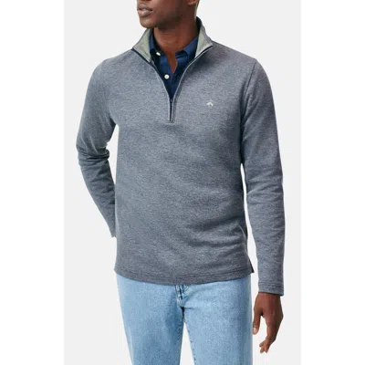 Brooks Brothers Heathered Piqué Half Zip Pullover In Navy