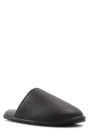 Brooks Brothers Henri Genuine Shearling Lined Leather Slipper In Black
