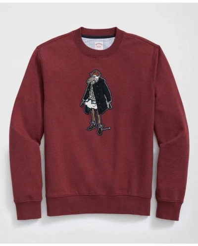 Brooks Brothers Henry Patch Sweatshirt In Garment-washed Cotton In Dark Red