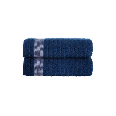 Brooks Brothers Herringbone 2 Pcs Bath Towels In Navy