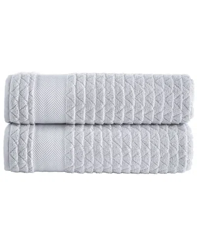 Brooks Brothers Herringbone 2pc Bath Sheets In Silver
