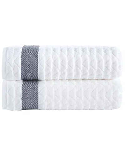 Brooks Brothers Herringbone 2pc Bath Towels In White
