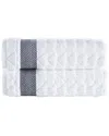 Brooks Brothers Herringbone 2pc Hand Towels In White