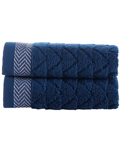 Brooks Brothers Herringbone 2pc Wash Towels In Blue