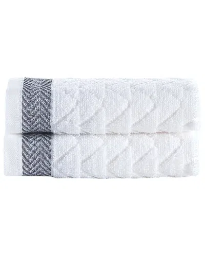 Brooks Brothers Herringbone 2pc Wash Towels In White