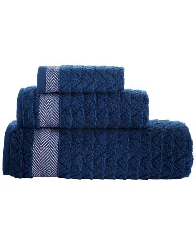 Brooks Brothers Herringbone 3-piece Towel Set In Navy