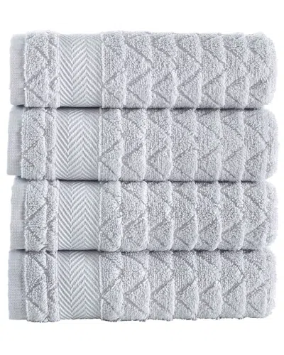 Brooks Brothers Herringbone 4pc Hand Towels In Silver