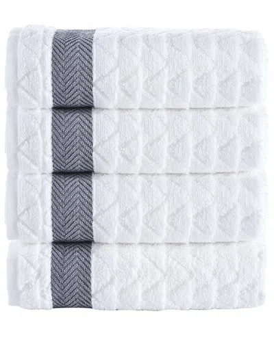 Brooks Brothers Herringbone 4pc Hand Towels In White