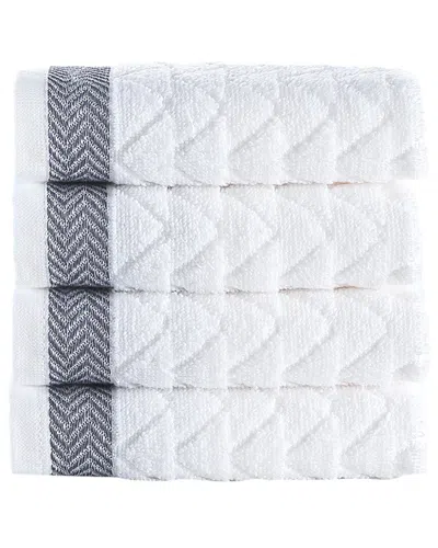Brooks Brothers Herringbone 4pc Wash Towels In White