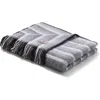 Brooks Brothers Herringbone Fringe Throw Blanket In Silver