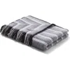 Brooks Brothers Herringbone Fringe Throw Blanket In White/silver