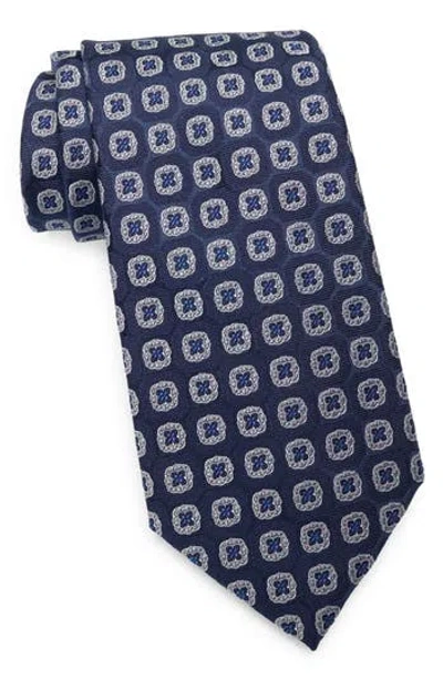 Brooks Brothers Hex Floral Silk Blend Tie In Blue