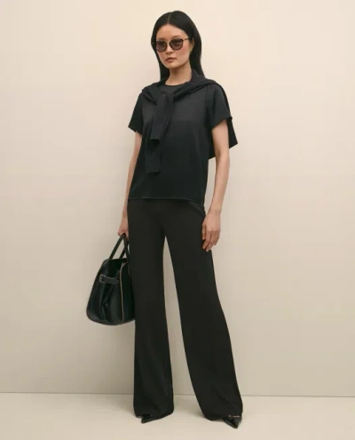 Brooks Brothers High-waisted, Elastic Back Matte Jersey Pants In Black
