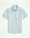 Brooks Brothers Irish Linen Short-sleeve Sport Shirt In Aqua