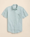 Brooks Brothers Irish Linen Short-sleeve Sport Shirt In Green