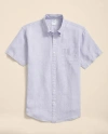 Brooks Brothers Irish Linen Short-sleeve Sport Shirt In Purple