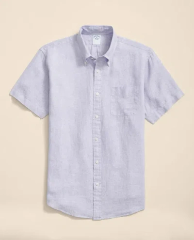 Brooks Brothers Irish Linen Short-sleeve Sport Shirt In Purple
