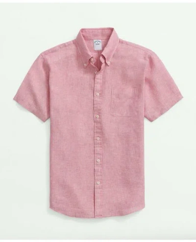 Brooks Brothers Irish Linen Short-sleeve Sport Shirt In Red