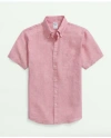 Brooks Brothers Irish Linen Short-sleeve Sport Shirt | Red | Size Small