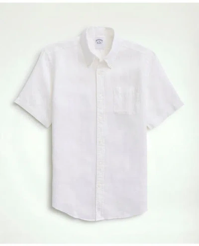 Brooks Brothers Irish Linen Short-sleeve Sport Shirt In White