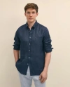 Brooks Brothers Irish Linen Sport Shirt In Blue