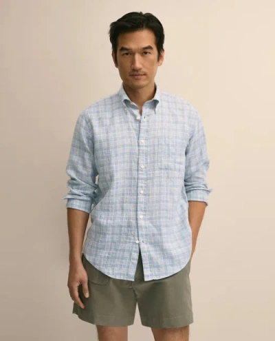 Brooks Brothers Irish Linen Sport Shirt In Blue