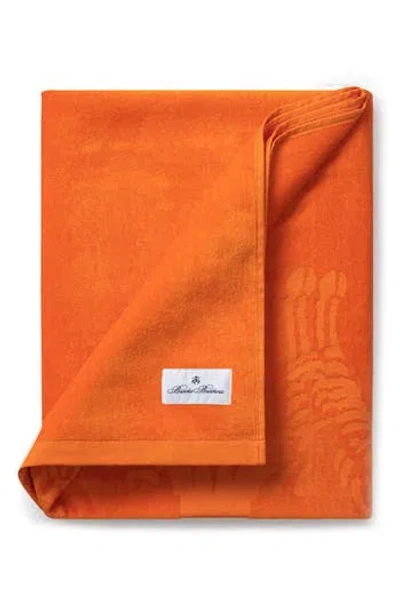 Brooks Brothers Jacquard Logo Cotton Beach Towel In Orange