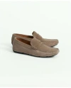 Brooks Brothers Jefferson Suede Driving Moccasins Shoes In Dark Beige