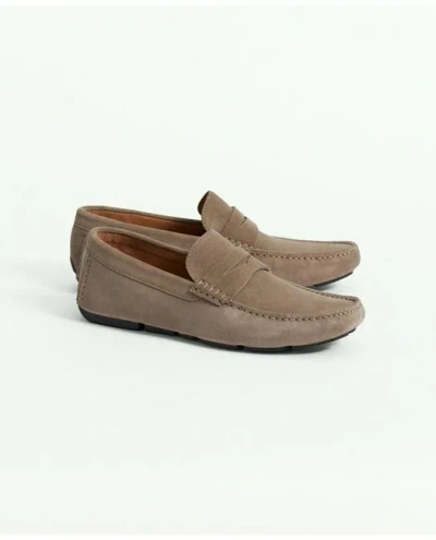 Brooks Brothers Jefferson Suede Driving Moccasins Shoes | Dark Beige | Size 10 D