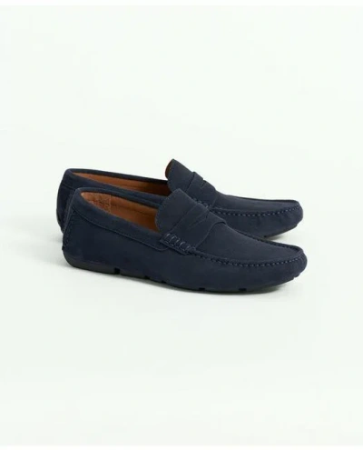 Brooks Brothers Jefferson Suede Driving Moccasins Shoes | Navy | Size 8 D
