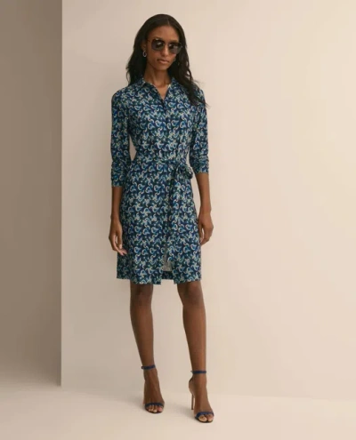Brooks Brothers Jersey Belted Shirtdress In Multi