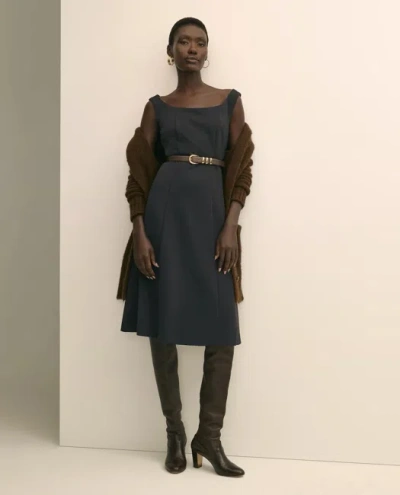 Brooks Brothers Jersey Scoop Fit-and-flare Dress In Black