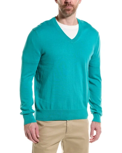 Brooks Brothers Jersey V-neck Sweater In Blue