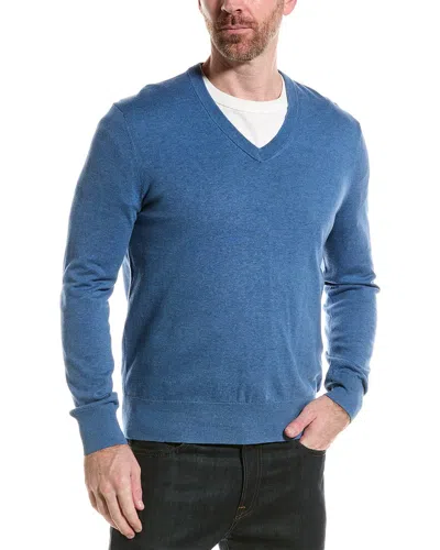 Brooks Brothers Supima Cotton V-neck Sweater In Blue