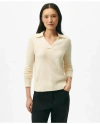 Brooks Brothers Johnny Collar Sweater In Merino Wool-cashmere Blend In Ivory