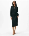 Brooks Brothers Keyhole Dress In Fine Twill Stretch Crepe In Black