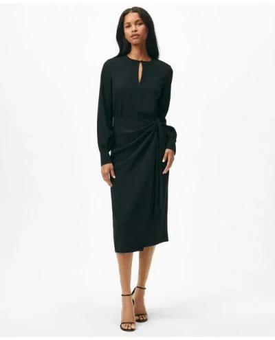 Brooks Brothers Keyhole Dress In Fine Twill Stretch Crepe In Black