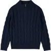 Brooks Brothers Kids' Cable Stitch Quarter Zip Pullover In Blue