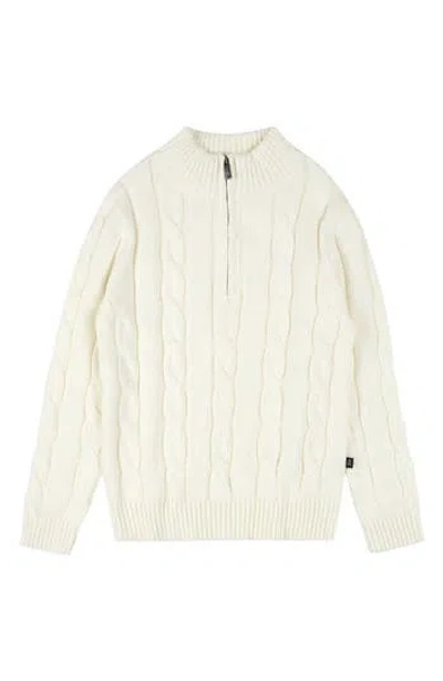 Brooks Brothers Kids' Cable Stitch Quarter Zip Pullover In Neutral