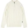 Brooks Brothers Kids' Cable Stitch Quarter Zip Pullover In White
